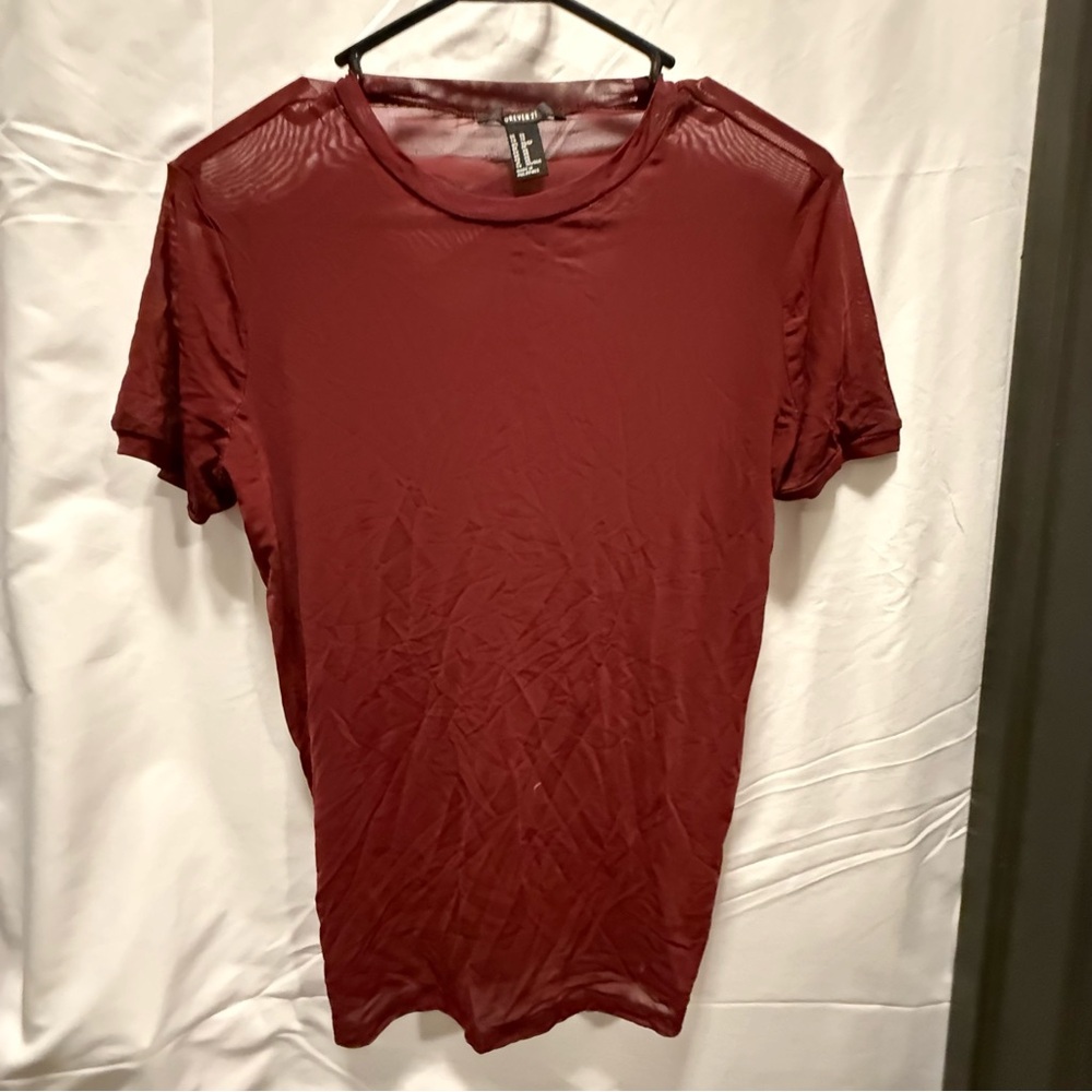 Forever 21 Deep Red Sheer Top
